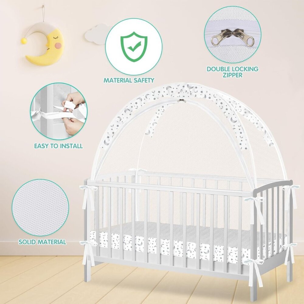 Crib Tent - Crib Net to Keep Baby in, Stop Baby from Climbing Out of Crib, Pop U - Picture 5 of 7